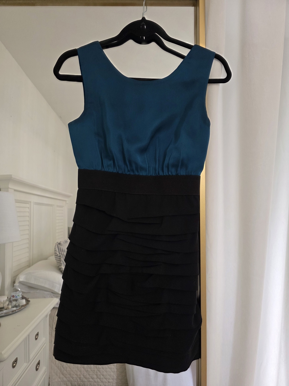 Express Teal and Black Tiered Sheath Dress Size 2